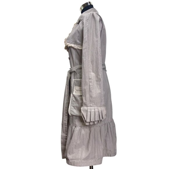 VTG Y2K Anthropologie Hazel Boho Jacket Taupe Lightweight Raw Hems Pockets M #g - Picture 4 of 13